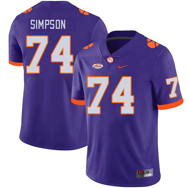 Clemson Tigers #74 John Simpson College Football Jerseys Stitched Sale-Purple